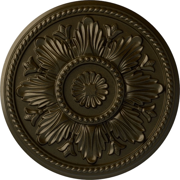 Ekena Millwork Edinburgh Ceiling Medallion (Fits Canopies up to 5 1/4"), Hand-Painted Green Gold, 18"OD x 1 3/4"P CM18EDGGS - main